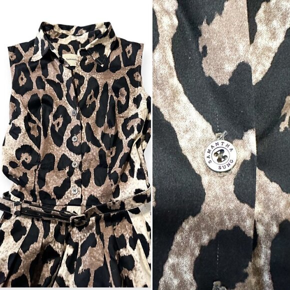 Samantha Sung Claire Sleeveless Animal Print Dress, Size 2 - Picture 12 of 16